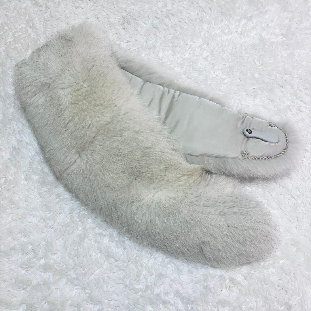 大判 SAGA FURS フォックス ファー ストール リアルファー ホワイト系