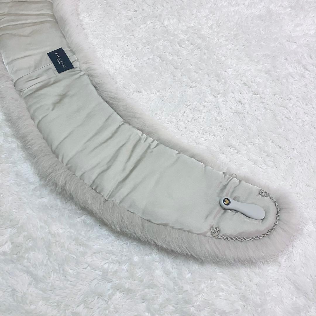 大判 SAGA FURS フォックス ファー ストール リアルファー ホワイト系