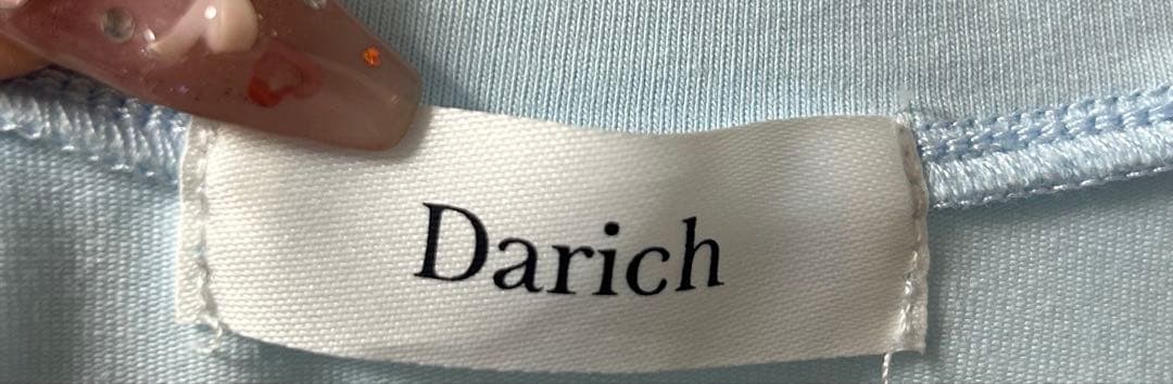 ダーリッチ Darich 水色 キルティングアップリケビジューTシャツ SAX