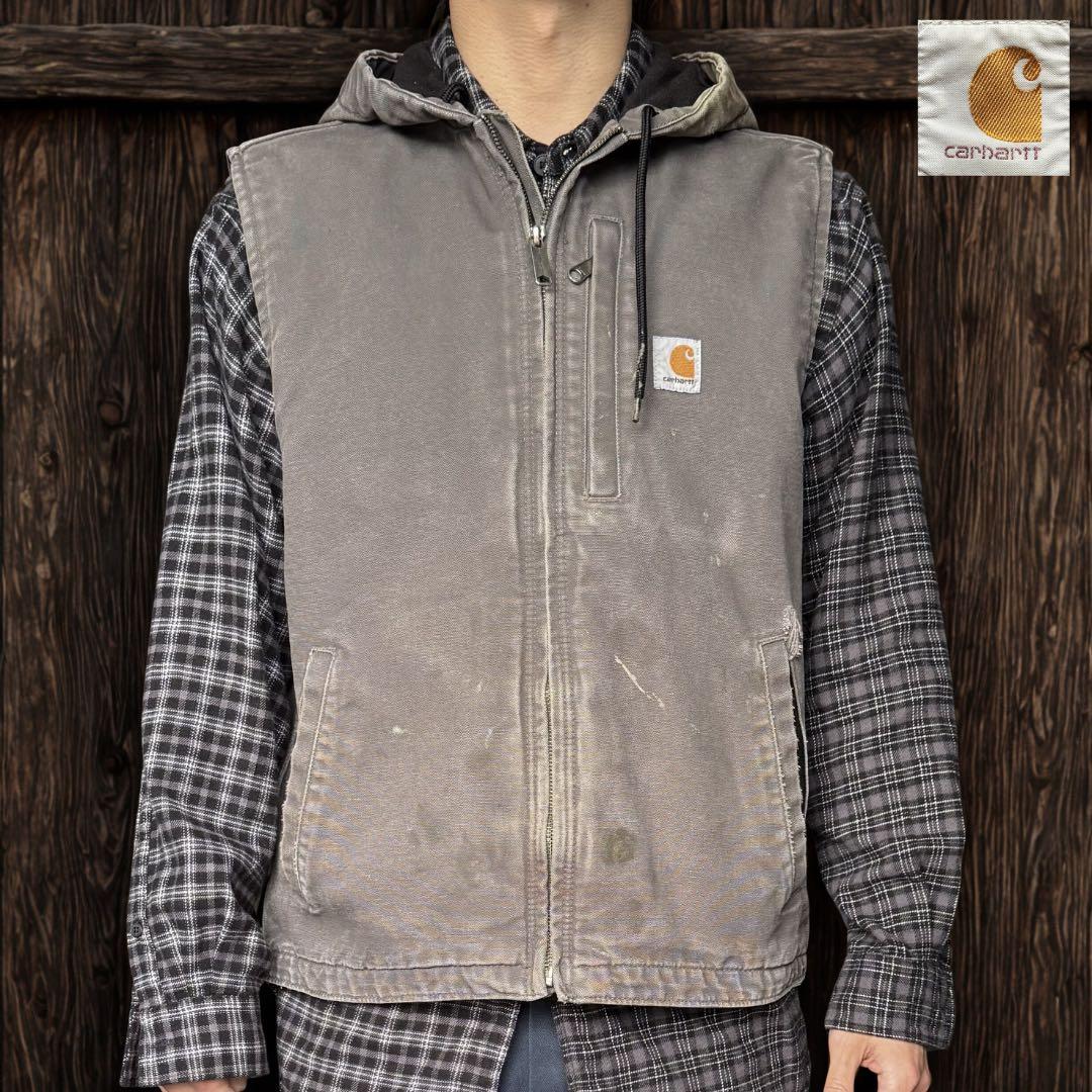 Carhartt カーハート ダックベスト ワークベスト 企業物 グレー 古着
