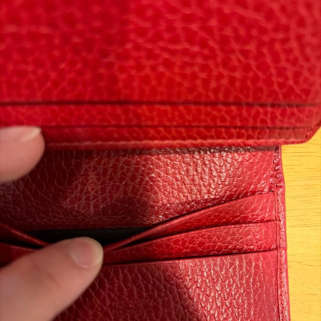 はむママ3専用 GUCCI 赤 レザー 二つ折り財布