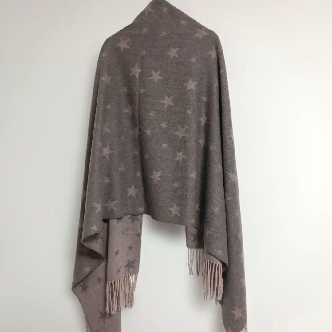 ダーマコレクション カシミヤストール 大判 スター総柄 美品