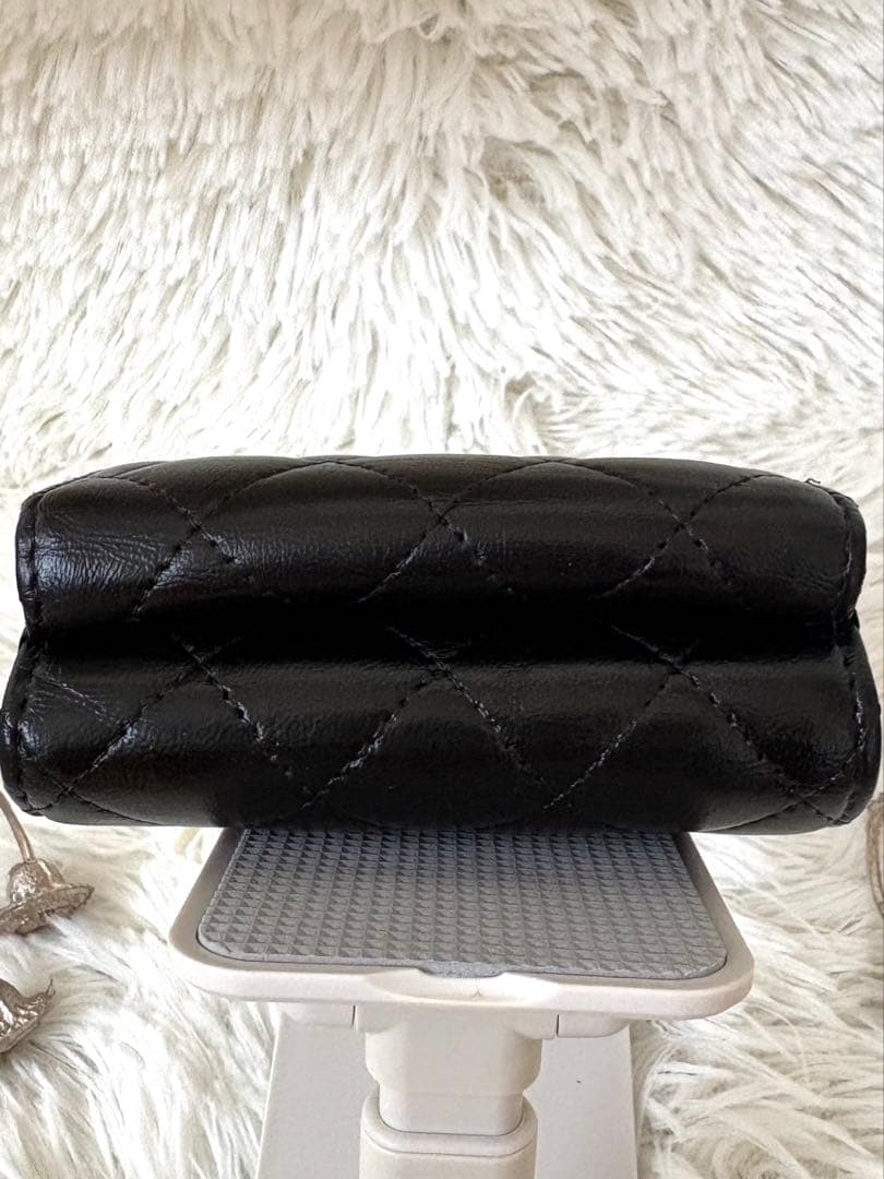 【極美品！】CHANEL マセラッテイ ブラック ラムレザー Wホック三つ折財布