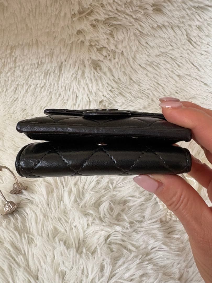 【極美品！】CHANEL マセラッテイ ブラック ラムレザー Wホック三つ折財布
