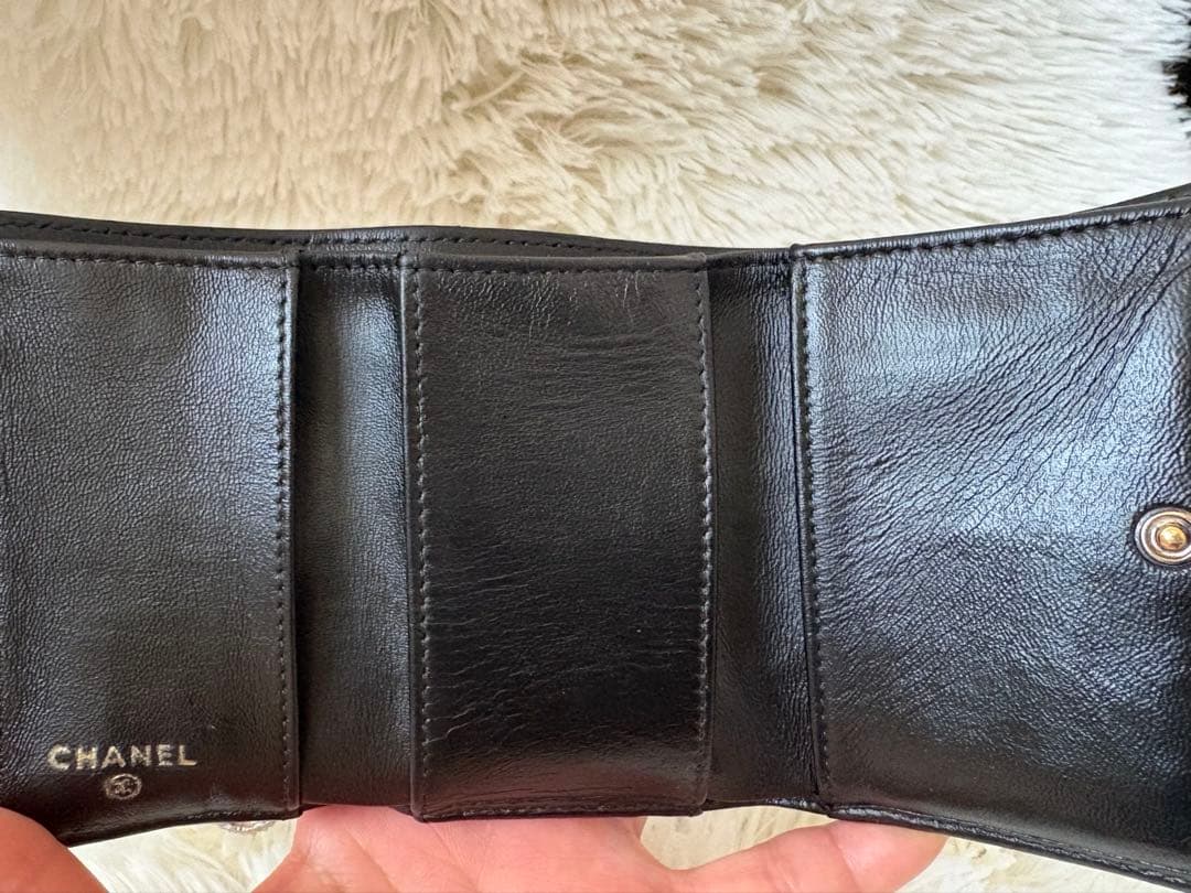 【極美品！】CHANEL マセラッテイ ブラック ラムレザー Wホック三つ折財布