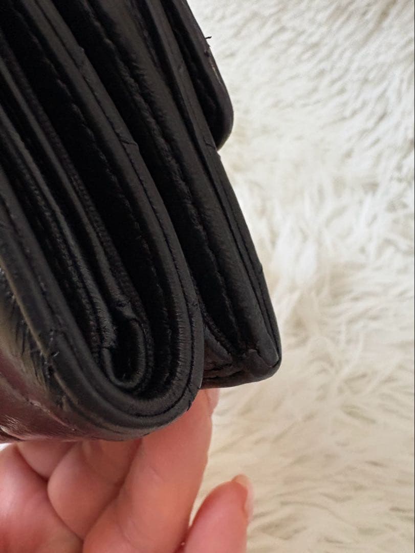 【極美品！】CHANEL マセラッテイ ブラック ラムレザー Wホック三つ折財布
