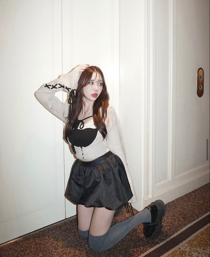 トップス laceup foodie tops&space cami set greige