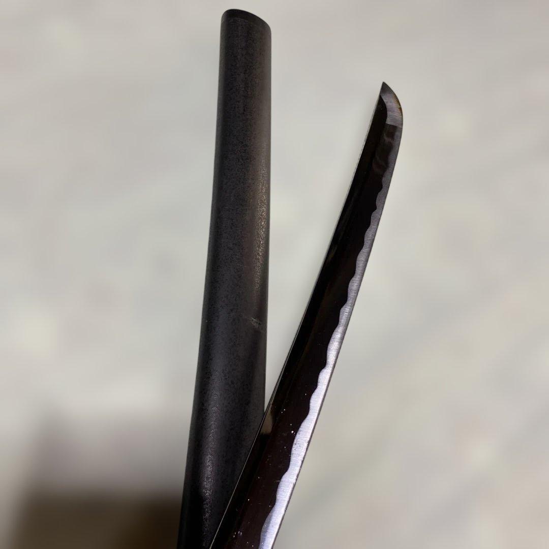 格安模造大刀(刀袋付) 黒柄灰色鮫皮 鶴松図楕円鍔