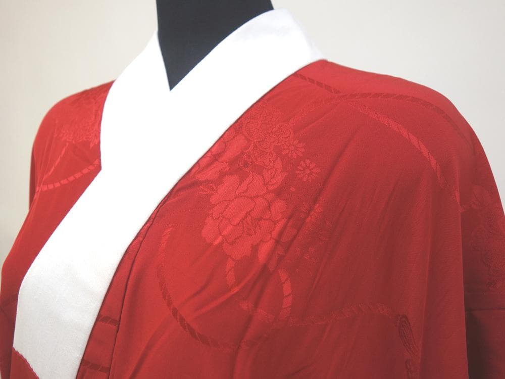 中古美品 振袖 長襦袢 帯揚げ 作家物 辻ヶ花 金糸 紫■ON71104-14