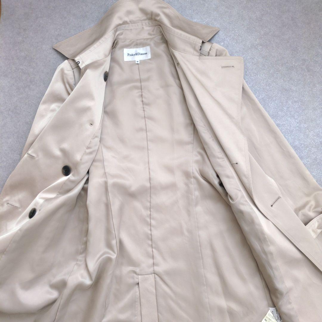 美品 ピンキー＆ダイアン トレンチコート ベルト付 38 シャンパンゴールド