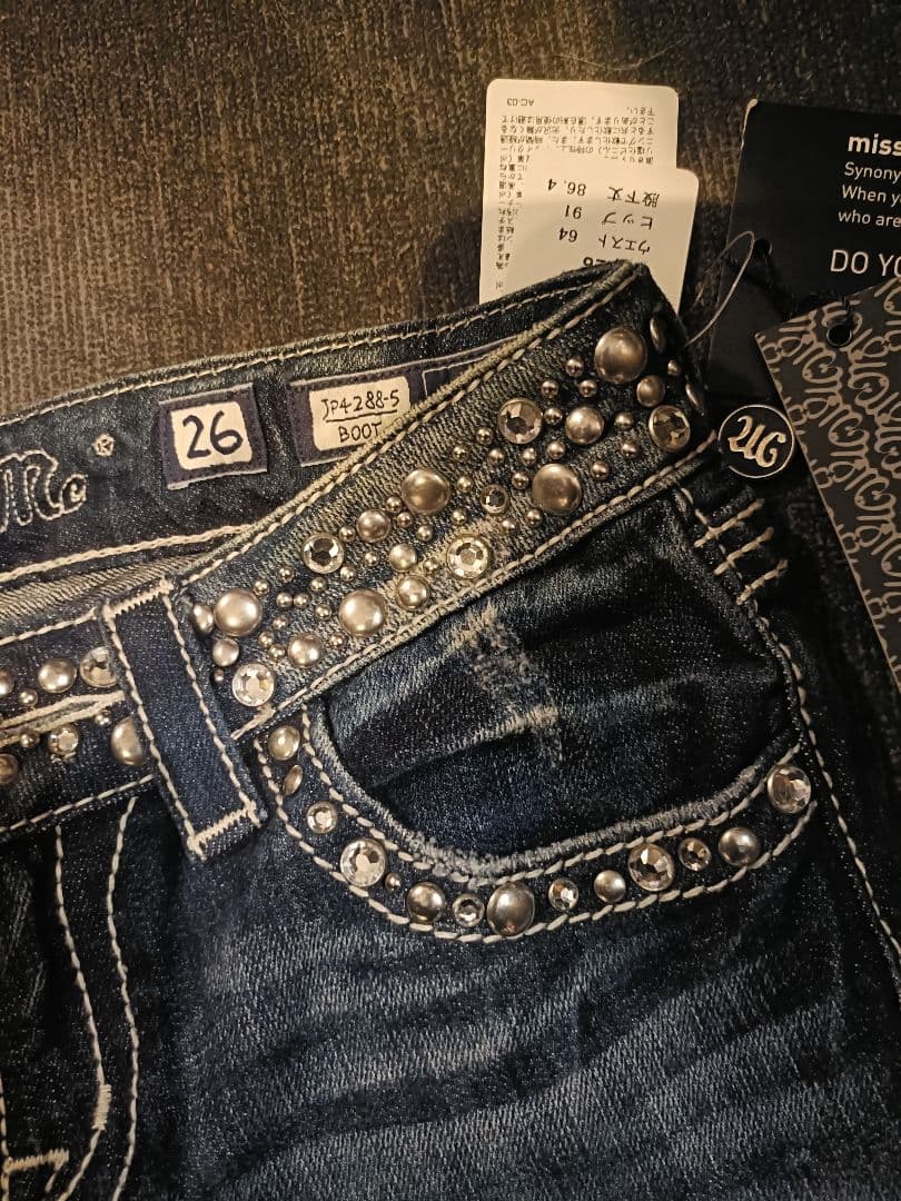 Miss Me ミスミー デニム 26 ブーツカット ラインストーンスタッズ新品