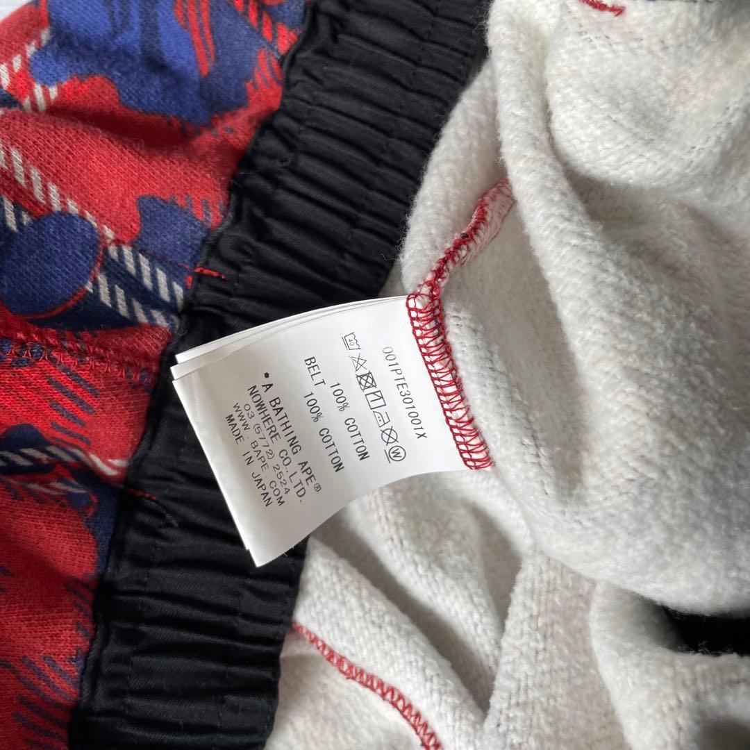 美品 A BATHING APE CHECK CAMO SWEAT PANTS