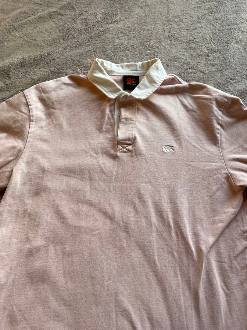 【美品】Canterbury 長袖ラガーシャツ L ピンク