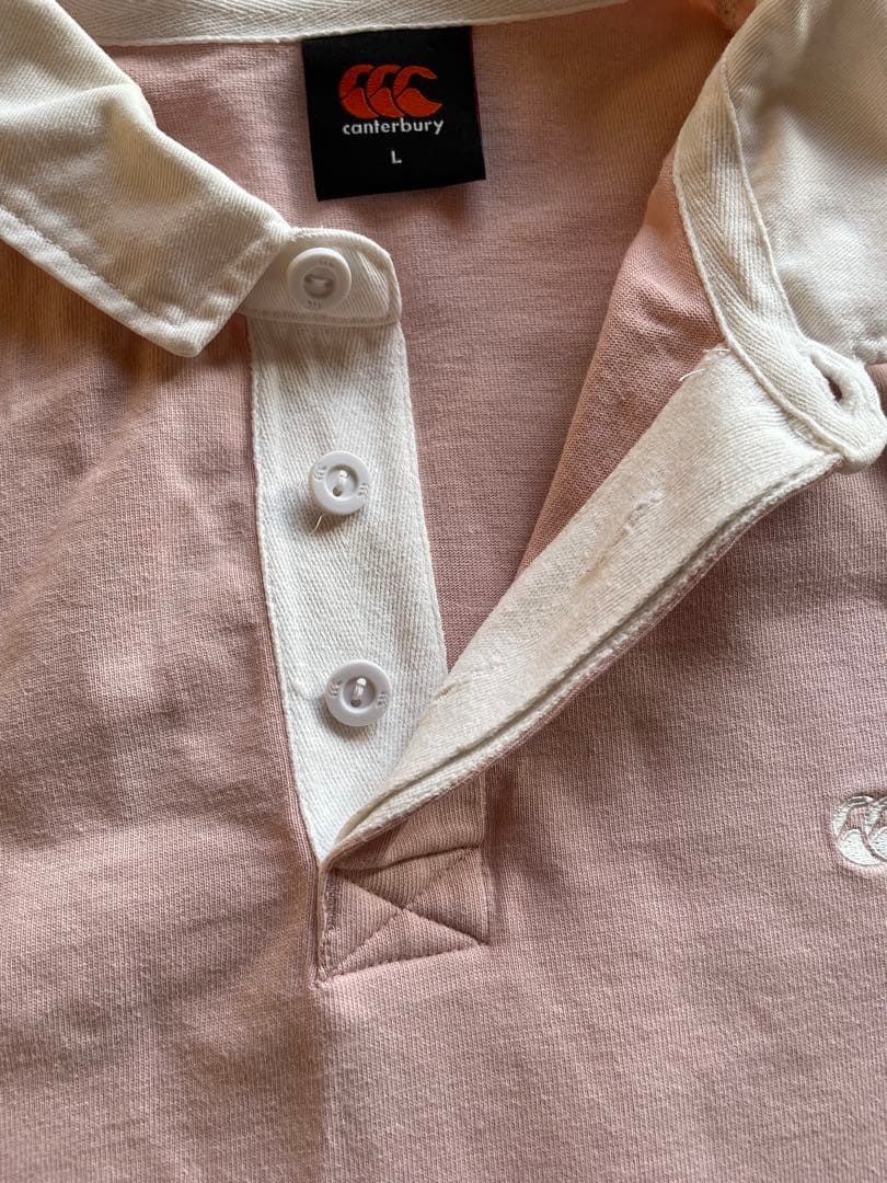 【美品】Canterbury 長袖ラガーシャツ L ピンク