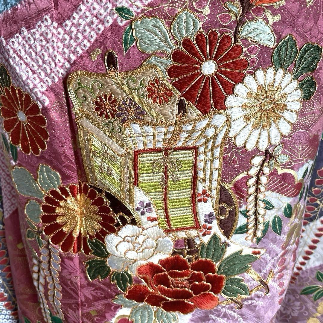振袖フルセット　低身長　絞り　手刺繍　成人式振袖　振袖　裄丈66 ➕サイズ
