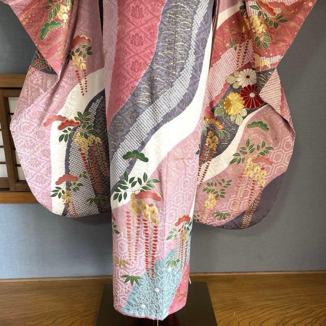 振袖フルセット　低身長　絞り　手刺繍　成人式振袖　振袖　裄丈66 ➕サイズ
