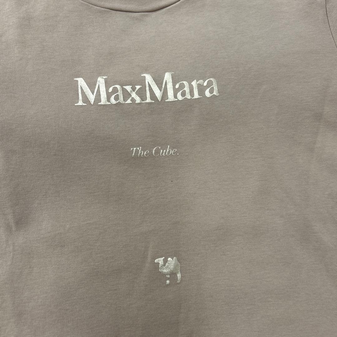 美品 マックスマーラ S’MaxMara ベージュ ロゴ入りTシャツ