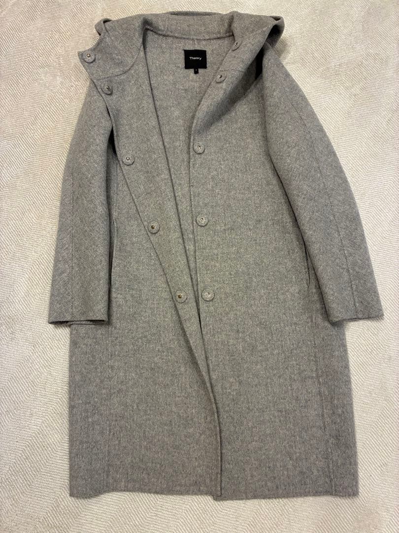 Theory ダブルフェイス カシミヤリバー フーデットコート【美品】