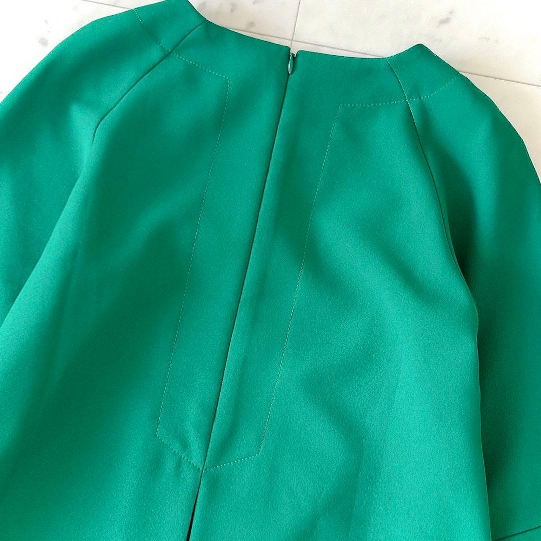 美品 アドーア ADORE ミドルジョーゼット ワンピース グリーン