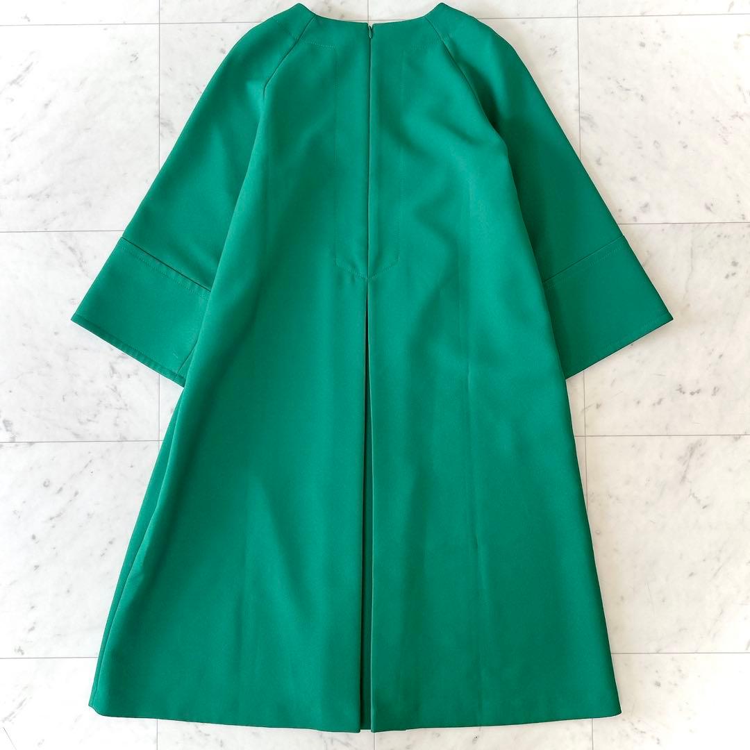 美品 アドーア ADORE ミドルジョーゼット ワンピース グリーン
