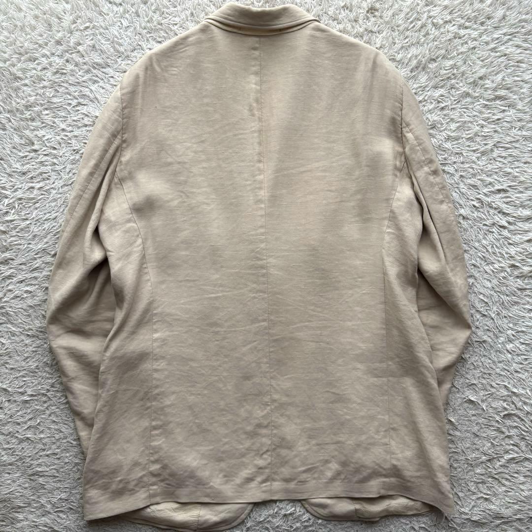 ★麻混合 2XL★ アルマーニ コレツォーニ テーラード ポルトガル製 ベージュ