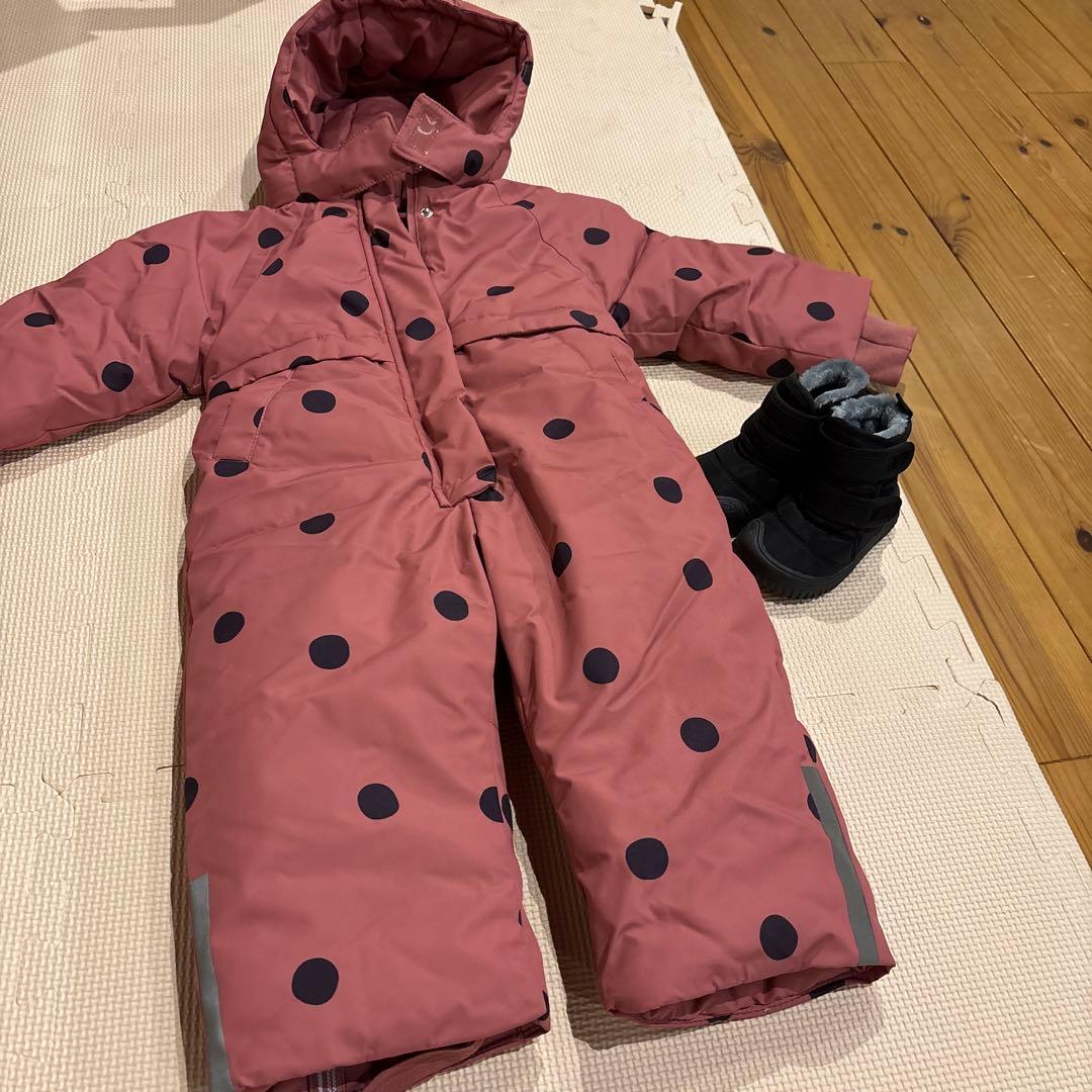 ZARA ドット柄フード付きウェア 18-24ヶ月 スノーブーツセット