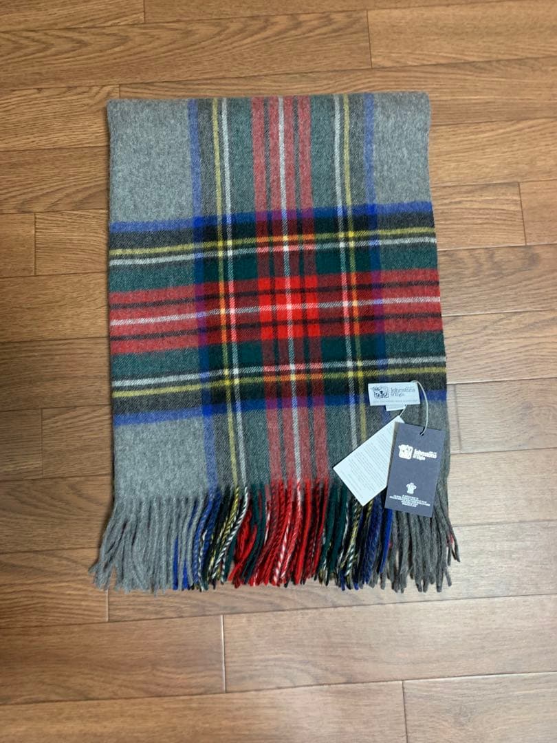 キ*リ様 未使用大判ジョンストンズ カシミヤ 100%マフラー ストール グレー