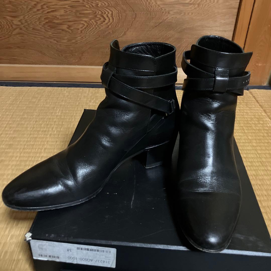 SAINT LAURENT ブラックアンクルブーツ24.0