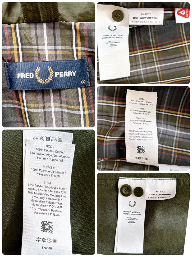 美品　FRED PERRY オリーブ モッズコート　3way ライナー