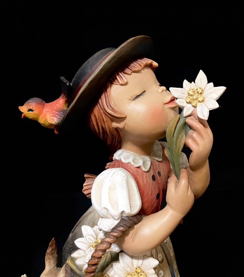 【希少 大サイズ】ANRI Golden Blossom 38cm 木彫り 美品