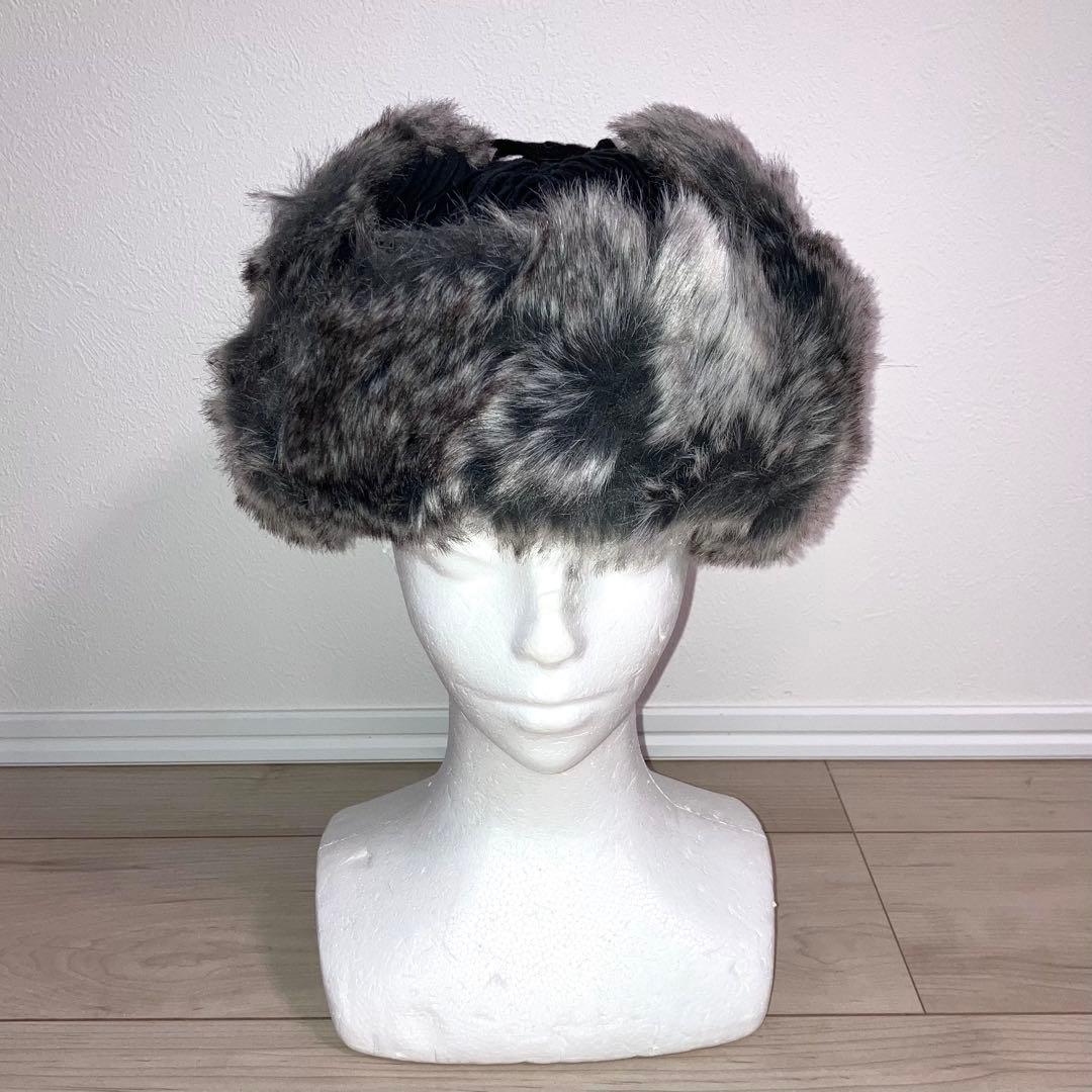 M 新品 カンゴール パイロットキャップ ロシア帽 ファー ブラック グレー