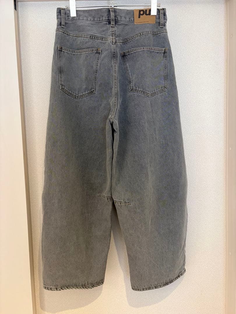 PUAL CE CIN デニムカーブレッグパンツ グレー