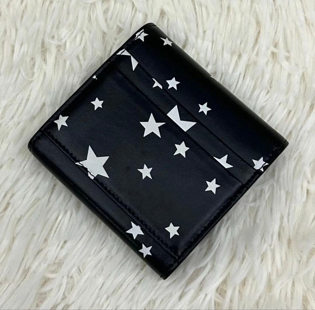 【美品】BALENCIAGA 三つ折り財布 スタームーン黒白 星柄