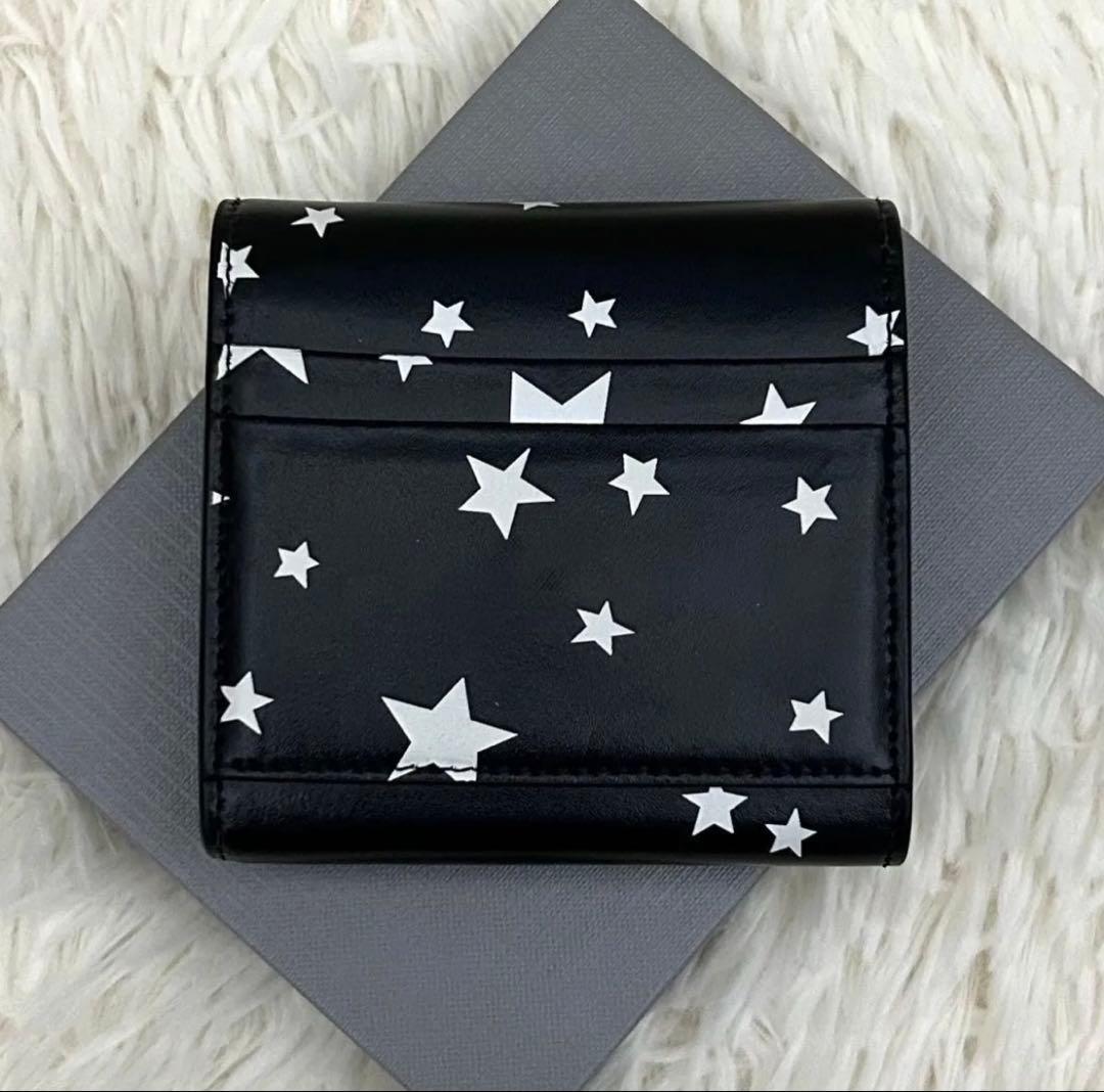 【美品】BALENCIAGA 三つ折り財布 スタームーン黒白 星柄