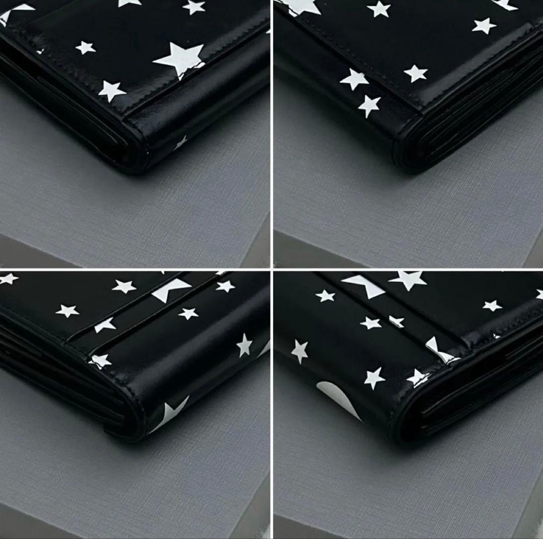 【美品】BALENCIAGA 三つ折り財布 スタームーン黒白 星柄