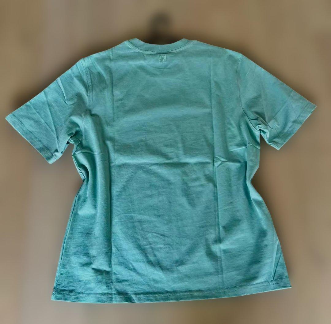 【【送料無料】【タグ付新品】AmiミントグリーンTシャツ ハート刺繍 男女兼用