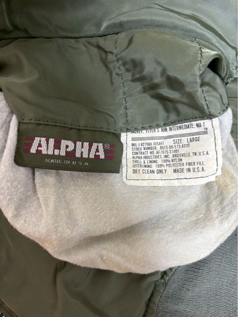 旧タグ・USA製/ALPHA MA-1　フライトジャケット L