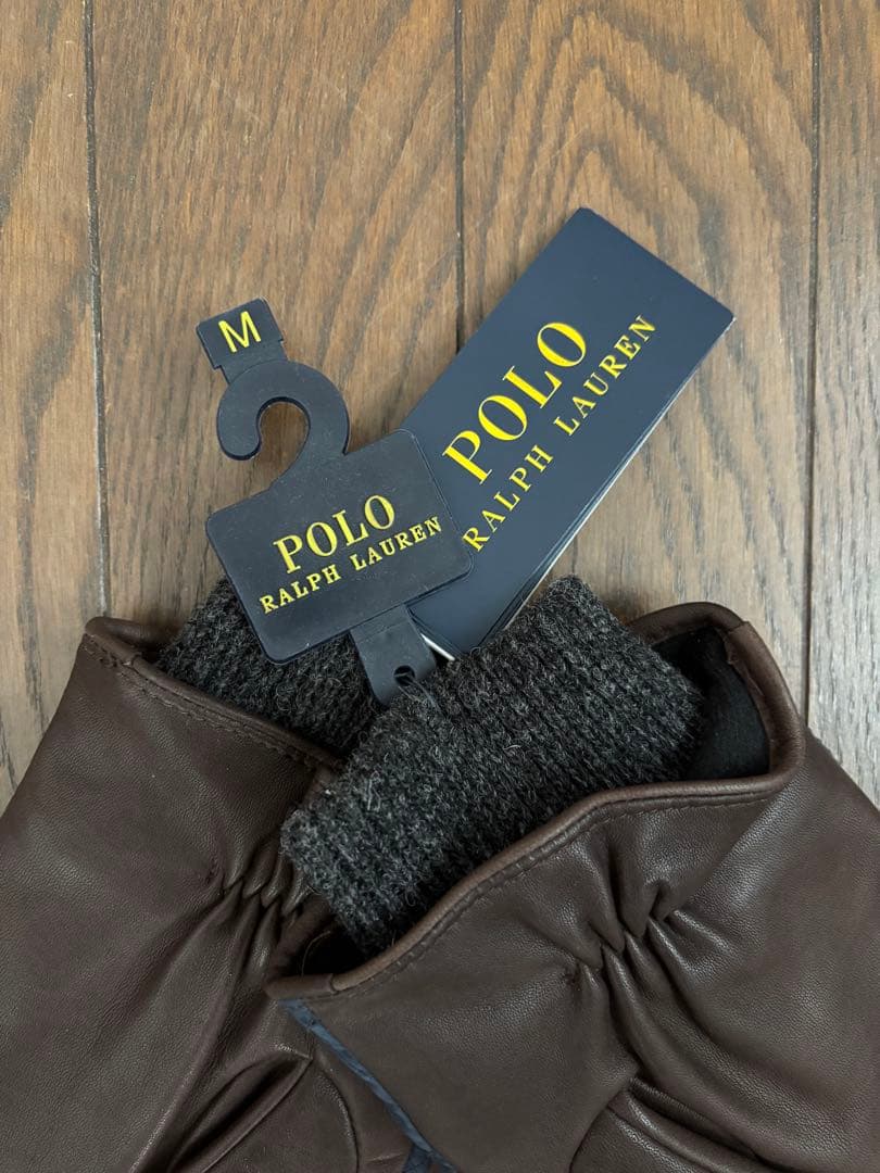 Polo Ralph Lauren ネイビー ブラウン 手袋 Mサイズ