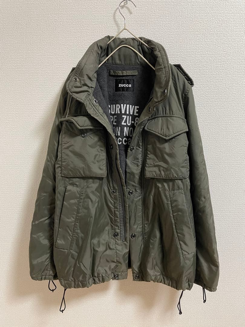 ZUCCa ズッカ ミリタリージャケット 裏フリース仕様　カーキ　アウター　S
