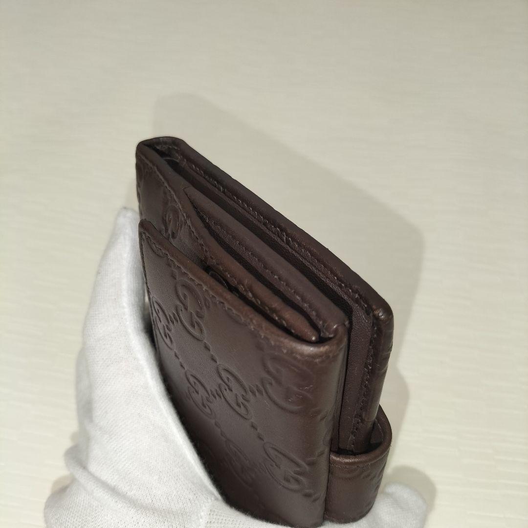 GUCCI ダークブラウン グッチシマレザー　二つ折り財布