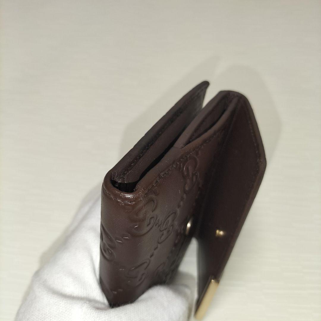 GUCCI ダークブラウン グッチシマレザー　二つ折り財布