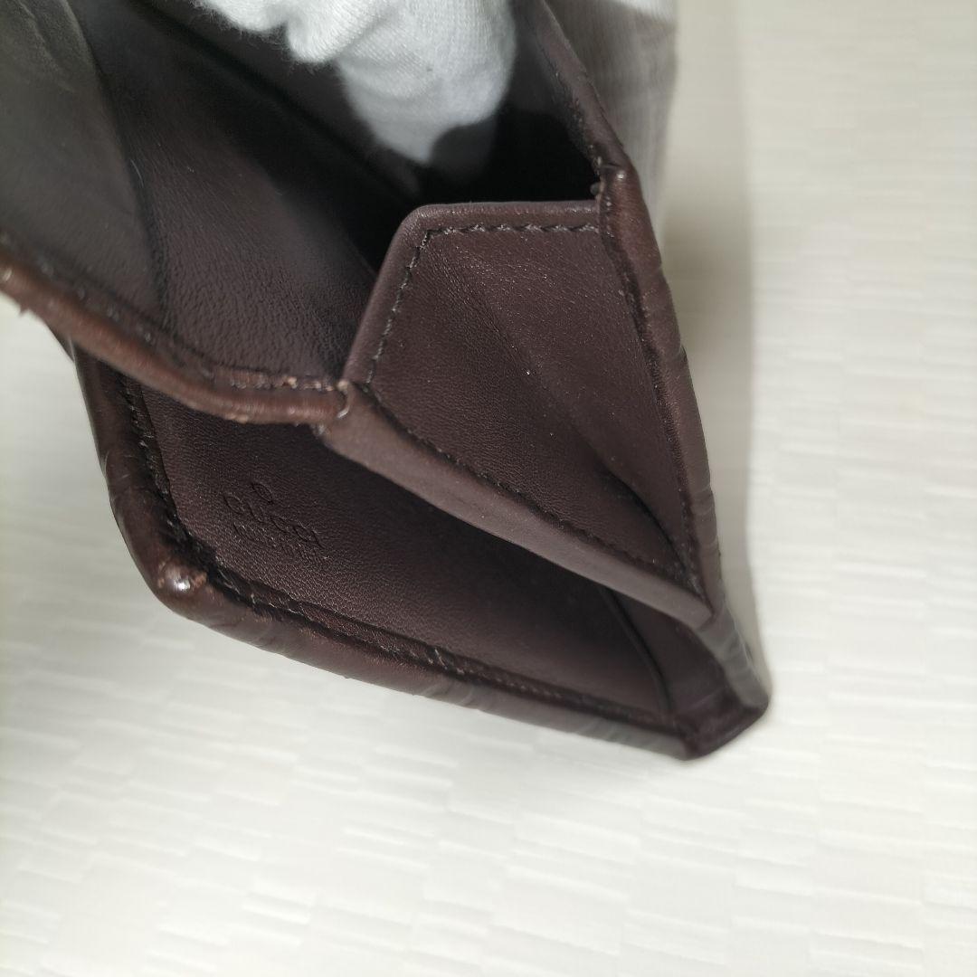 GUCCI ダークブラウン グッチシマレザー　二つ折り財布