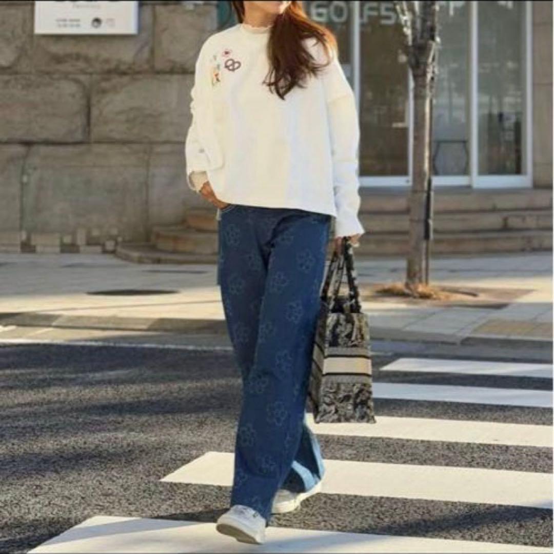 完売品　LINKABLE リンカブル　フラワーデニムパンツ　サイズS