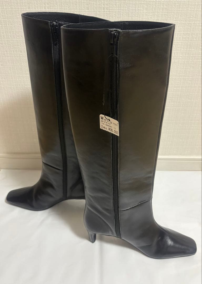 【未使用品】ヤマダヤAgaロングブーツブラック本革24-24.5cm
