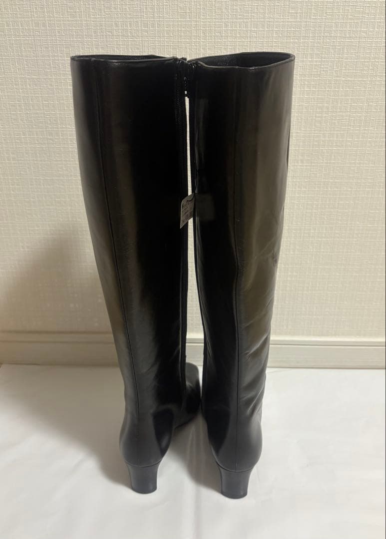 【未使用品】ヤマダヤAgaロングブーツブラック本革24-24.5cm