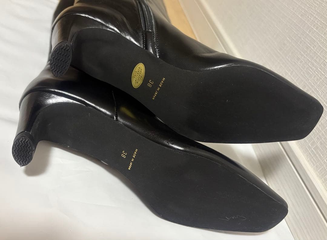 【未使用品】ヤマダヤAgaロングブーツブラック本革24-24.5cm