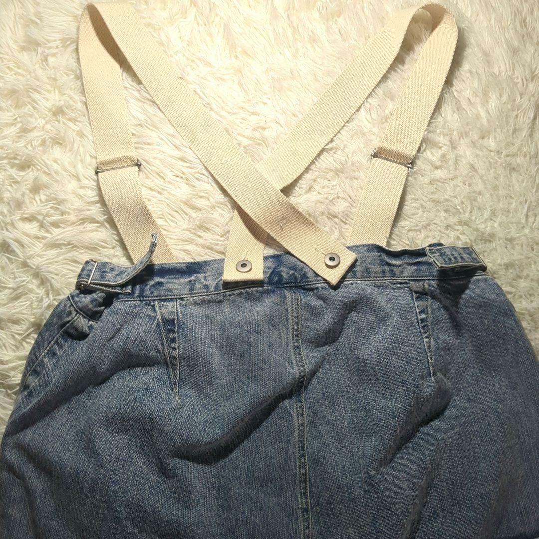 美品 soulberry サスペンダーなデニムサロペット L ワイド ユーズド