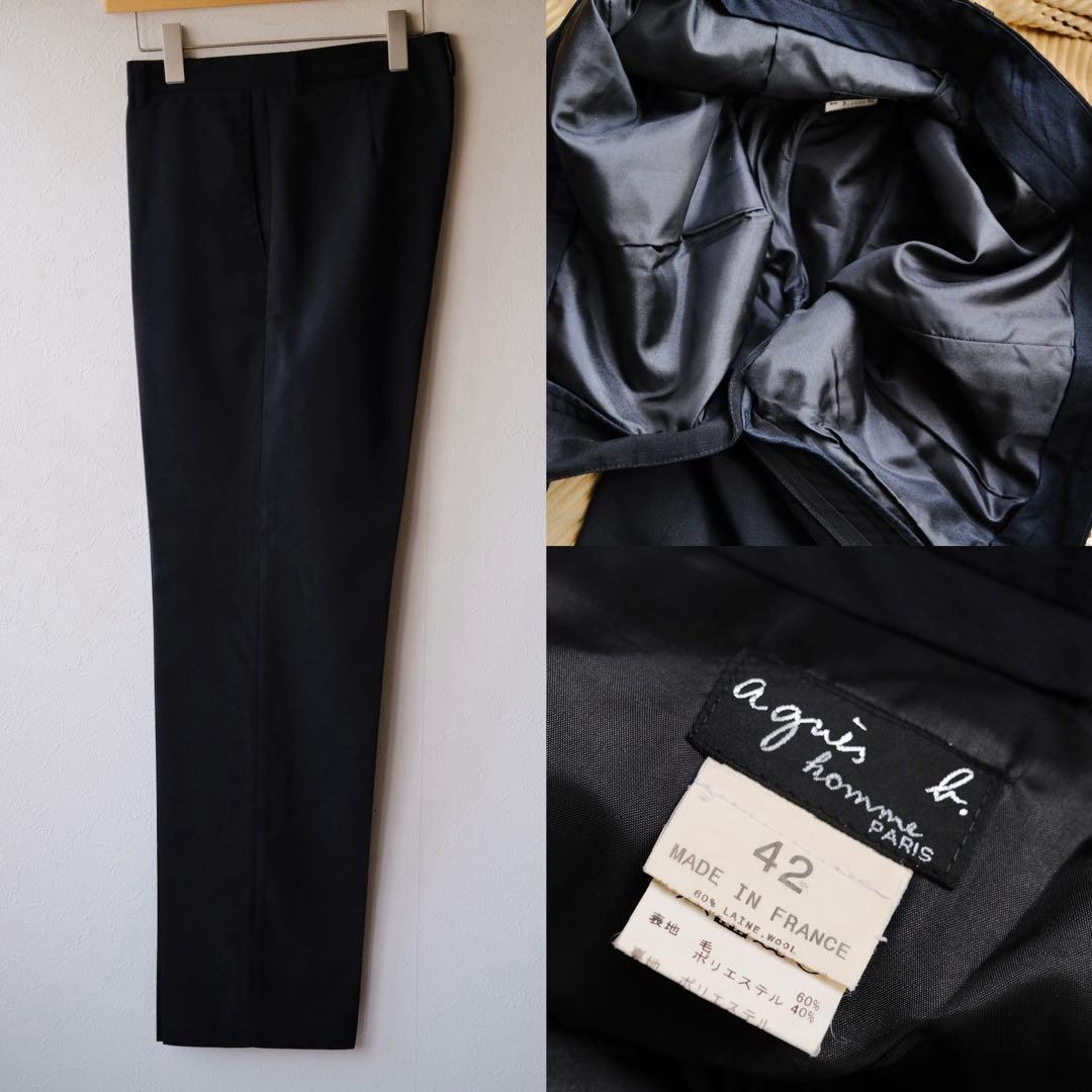 フランス製agnes b.HOMMEアニエスベーフレンチブラックスーツ50/42
