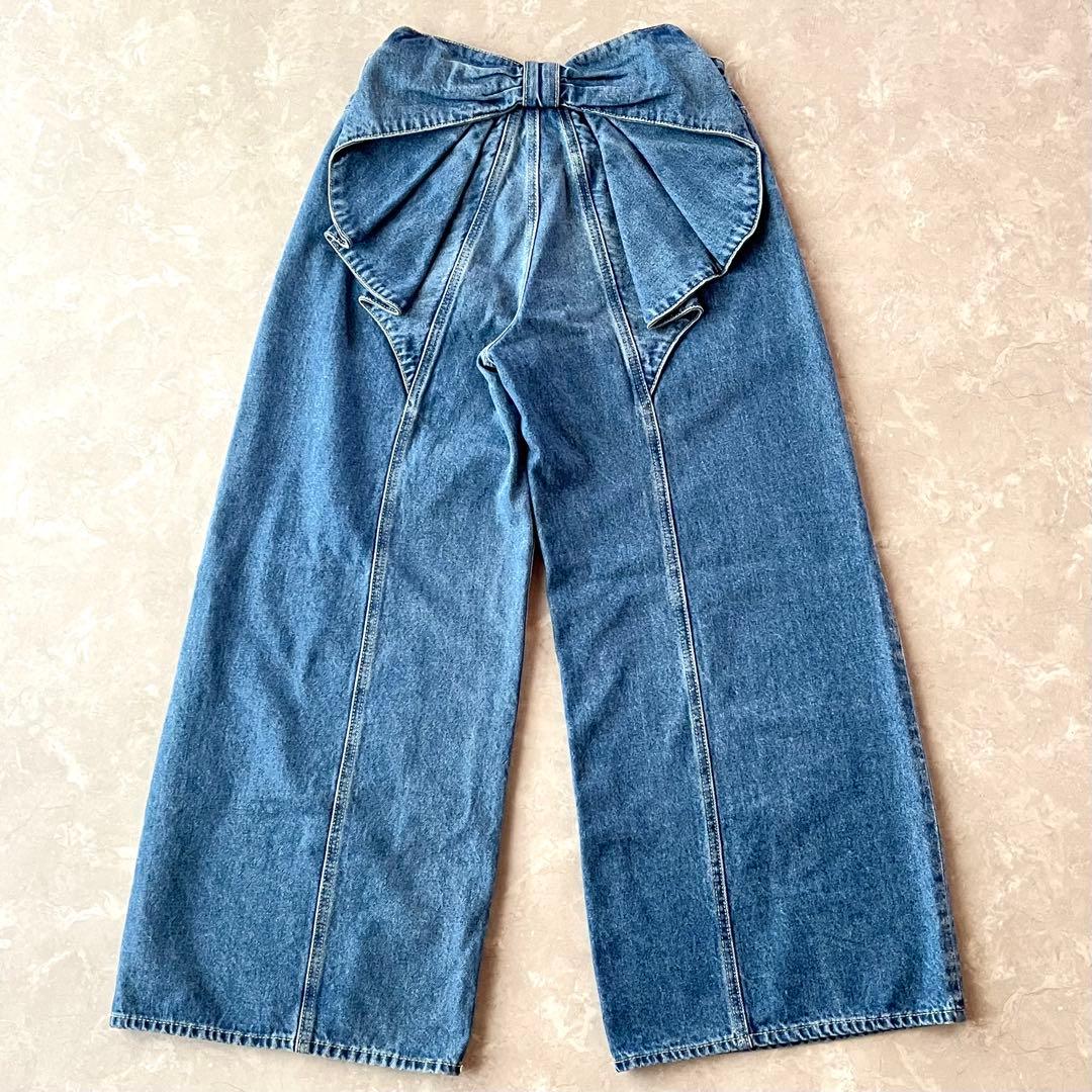 美品☆ロデオクラウンズ／ビッグリボンデニムパンツ S バギージーンズ ワイド