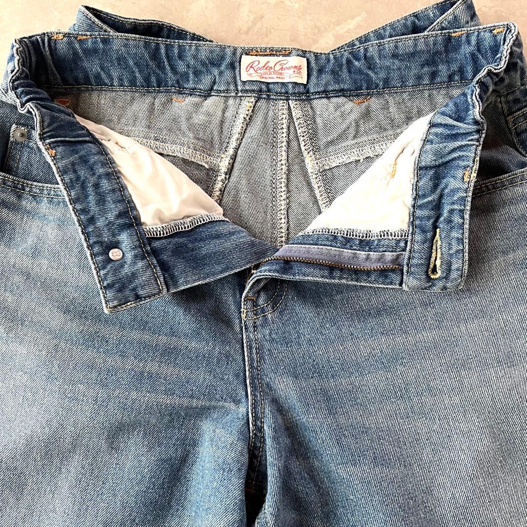 美品☆ロデオクラウンズ／ビッグリボンデニムパンツ S バギージーンズ ワイド